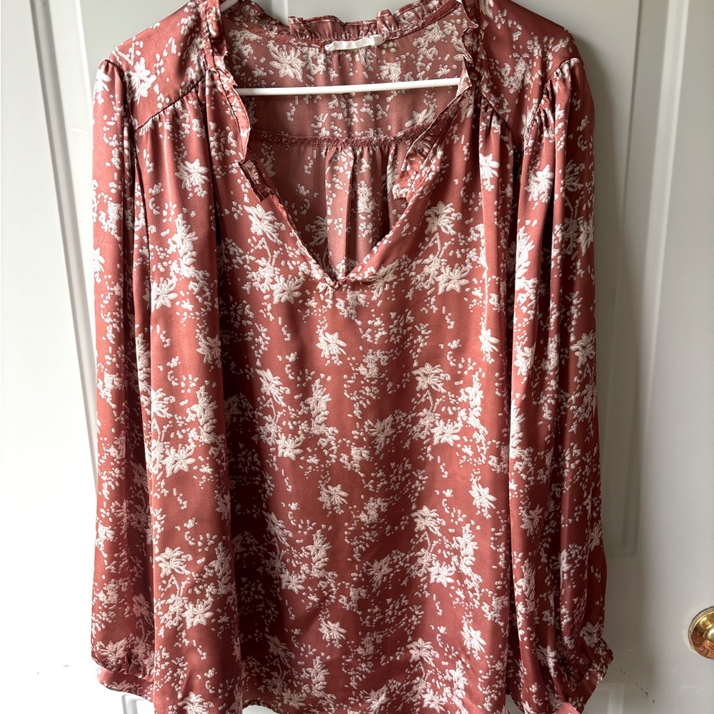 Tunic style blouse in brownish coral shade- gorgeous!